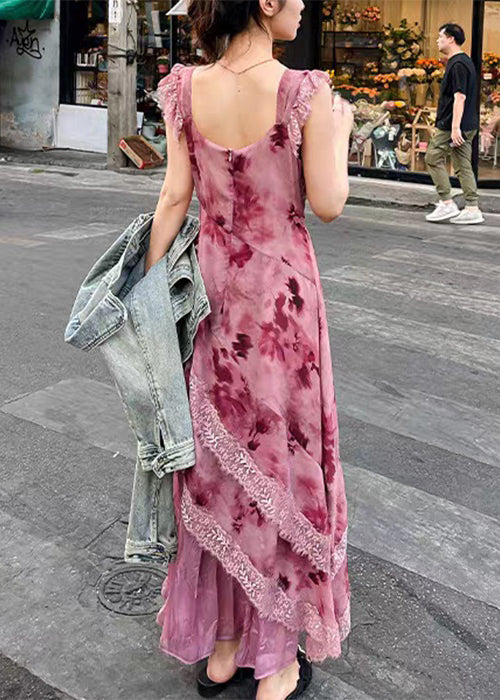 Elegant Purple Sleeveless Dresses Lace Long Zippered Patchwork