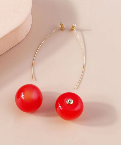 Elegant Red And Mulberry Sterling Silver Overgild Cherry Drop Earrings Two Piece Set DF1014