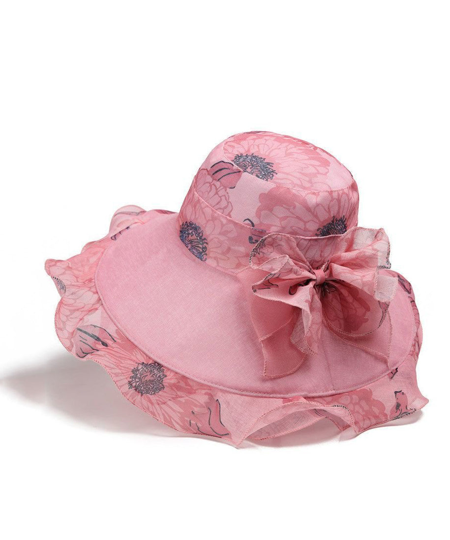 Rose Organza Ruffled Sun Hat Elegant Floral