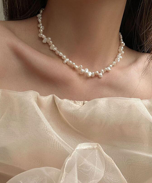 Elegant White Alloy Pearl Tassel Gratuated Bead Necklace GH1058