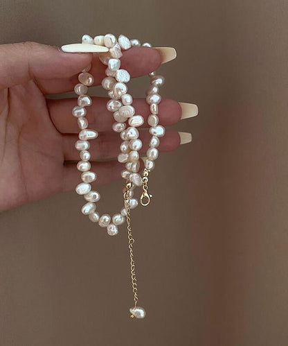 Elegant White Alloy Pearl Tassel Gratuated Bead Necklace GH1058