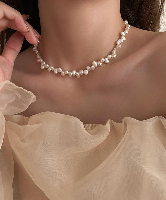 Elegant White Alloy Pearl Tassel Gratuated Bead Necklace GH1058