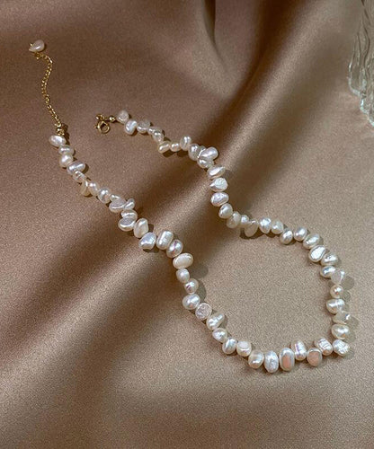 Elegant White Alloy Pearl Tassel Gratuated Bead Necklace GH1058