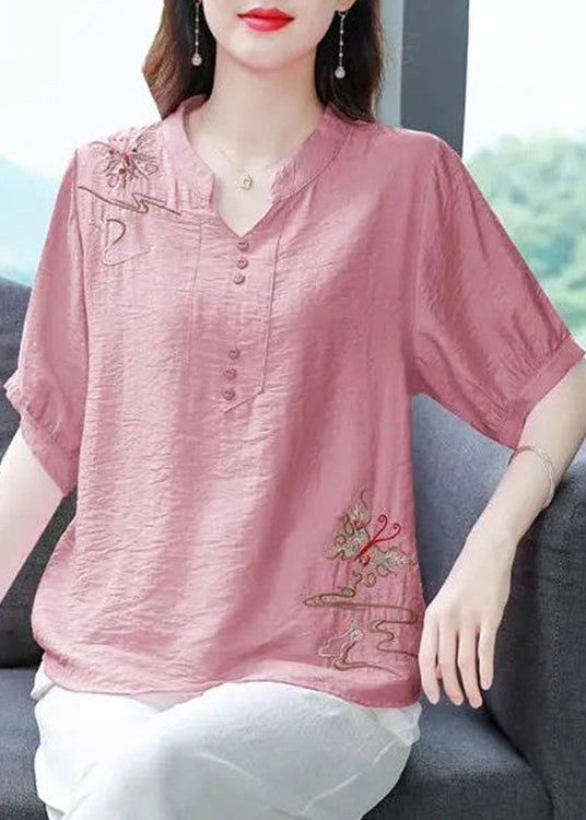 Elegant Yellow Embroidered Solid Cotton Blouse Summer JH021