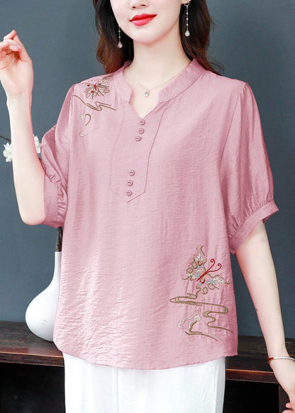 Elegant Yellow Embroidered Solid Cotton Blouse Summer JH021