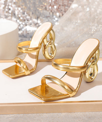 European And American Gold Special Shaped Heel Fashionable Slide Sandals JJ042