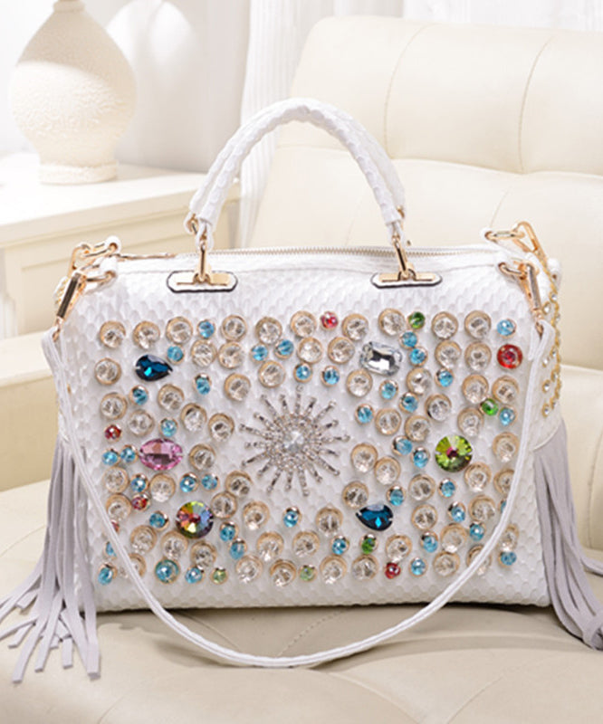 Black Style And American European Tote Handbag Zircon Tassel