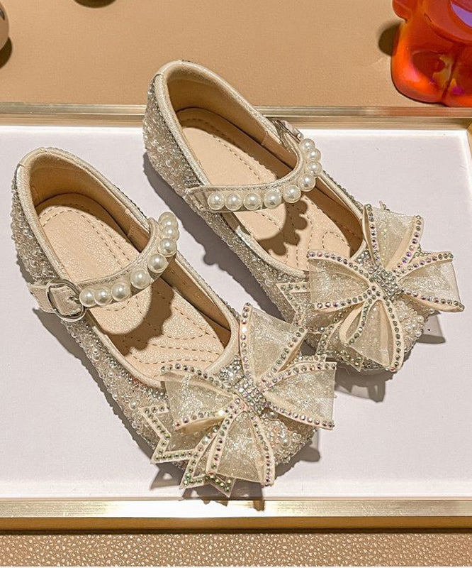 Mode Strap Apricot Perle Schnalle Wohnungen Zirkon Kinder