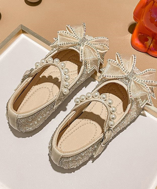 Mode Strap Apricot Perle Schnalle Wohnungen Zirkon Kinder