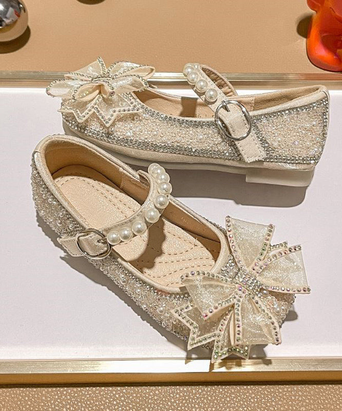 Mode Strap Apricot Perle Schnalle Wohnungen Zirkon Kinder
