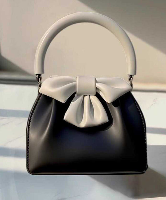 Fashion Black Bow Patchwork Faux Leather Tote Handbag RB035