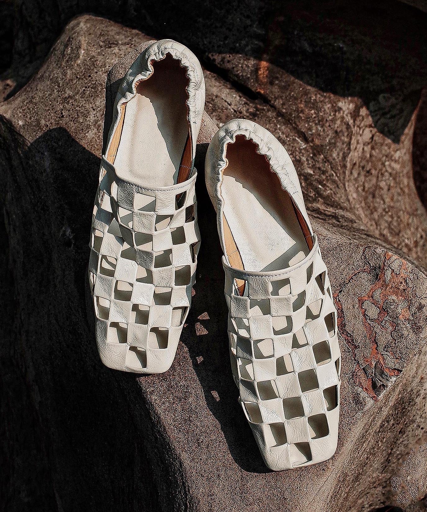 Shoes Leather Loafer Cowhide Out Splicing Fashion Black Hollow