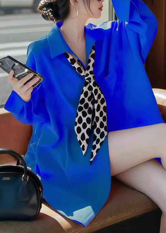 Chemise bleu Peter à col tendance et unie pour le printemps