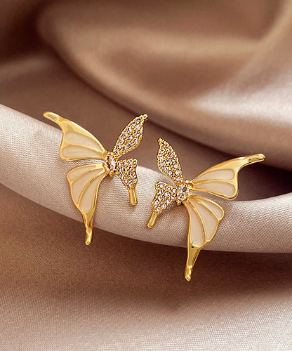 Fashion Gold Copper Alloy Zircon Butterfly Stud EarringsGH1010