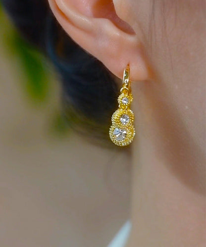 Fashion Gold Copper Alloy Zircon Durian Hoop Earrings EY002