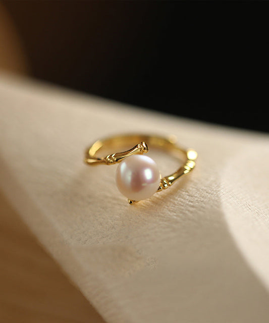 Silver Rings Pearl Open Gold Sterling Fashion Alloy