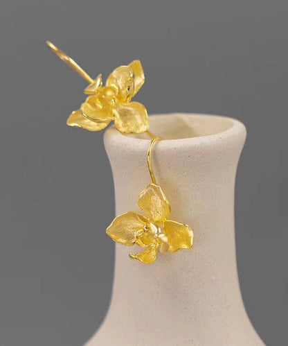 Fashion Gold Sterling Silver Overgild Floral Drop Earrings QQ004