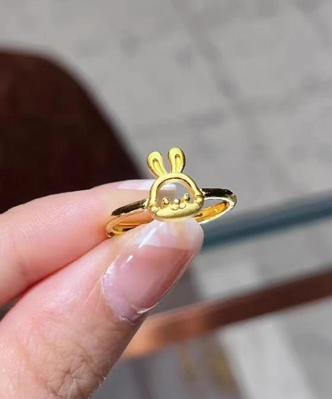 Fashion Gold Sterling Silver Overgild Little Rabbit Rings GH1043