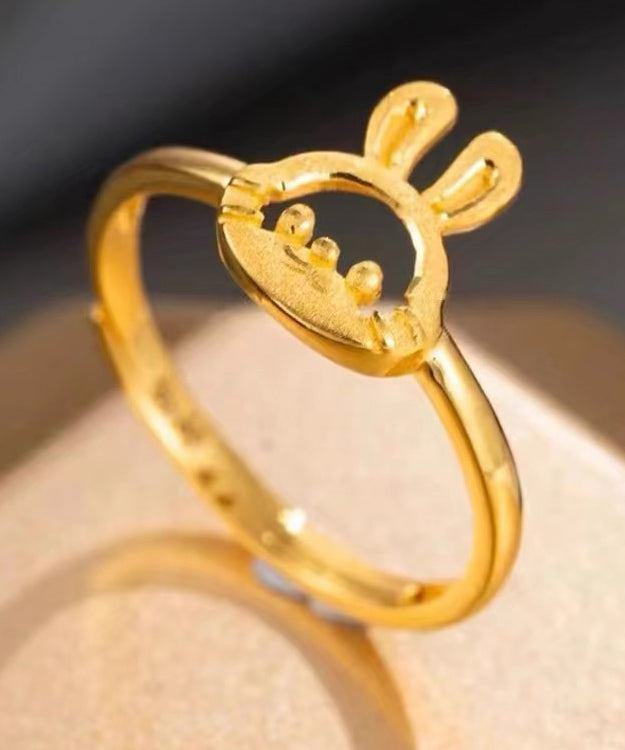 Fashion Gold Sterling Silver Overgild Little Rabbit Rings GH1043