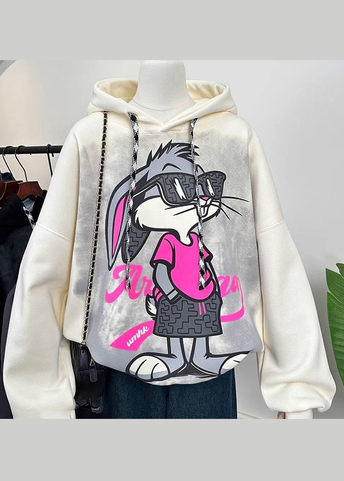 Mode Grau Kapuze Cartoon Print Baumwolle Sweatshirts Frühling YF010