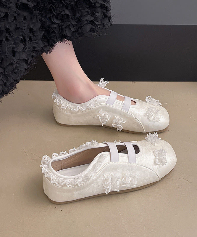 Silber Schuhe Mode Spitze Spleißen Flache Kunstleder