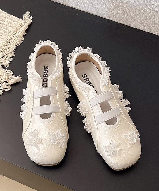 Silber Schuhe Mode Spitze Spleißen Flache Kunstleder