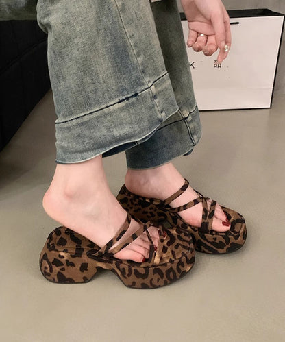 Fashion Leopard Platform Slide Sandals Peep Toe AA028