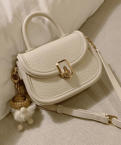 Fashion Milk White Cute Little Doll Faux Leather Mini Tote Handbag MM003