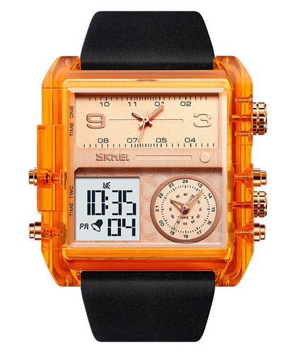 Fashion Orange Stainless Steel Sapphire Crystal Luminous Waterproof Electronic Watch QU001