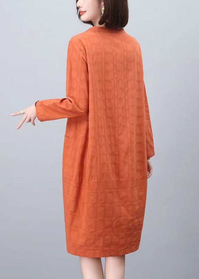 Robes orange à col en coton mi-haut, mode printemps