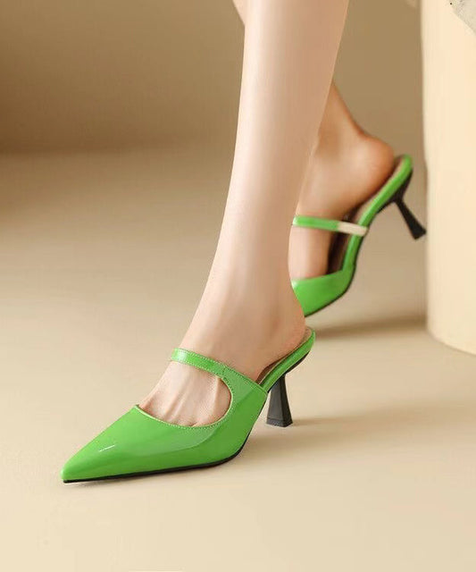 Sandales à talons hauts et bout pointu tendance en similicuir vert RT1002