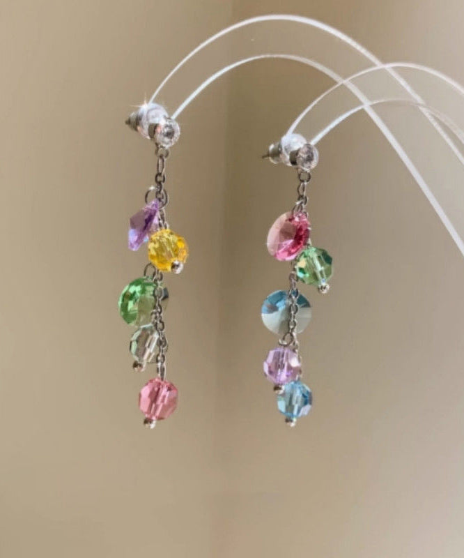 Copper Tassel Fashion Zircon Earrings Drop Overgild Rainbow
