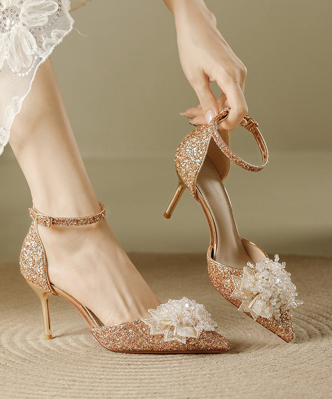 Fashion Splicing Sequins Pointed Silver Stiletto Heels High Toe