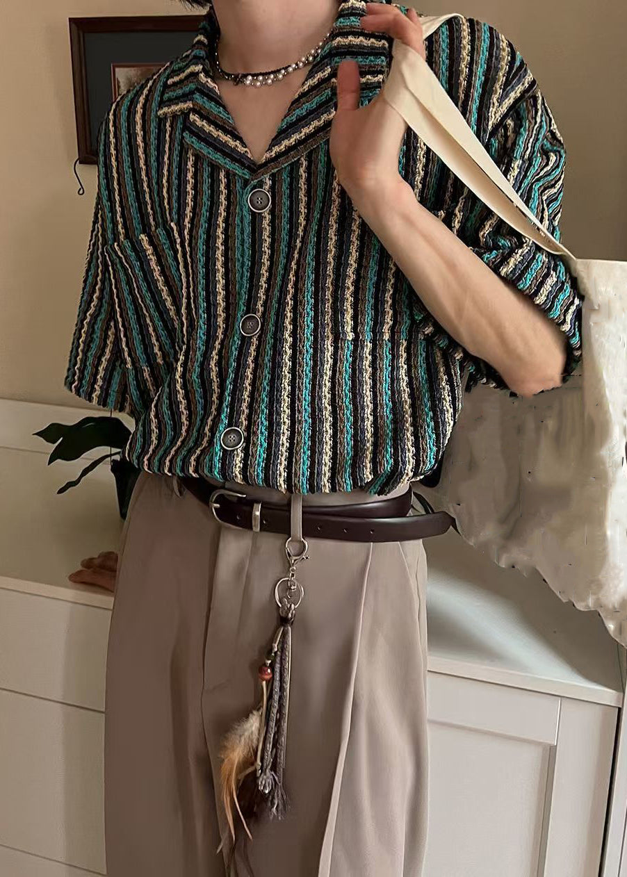 Taschen Sommer Herren Shirts Taste Gestreiften Baumwolle Mode