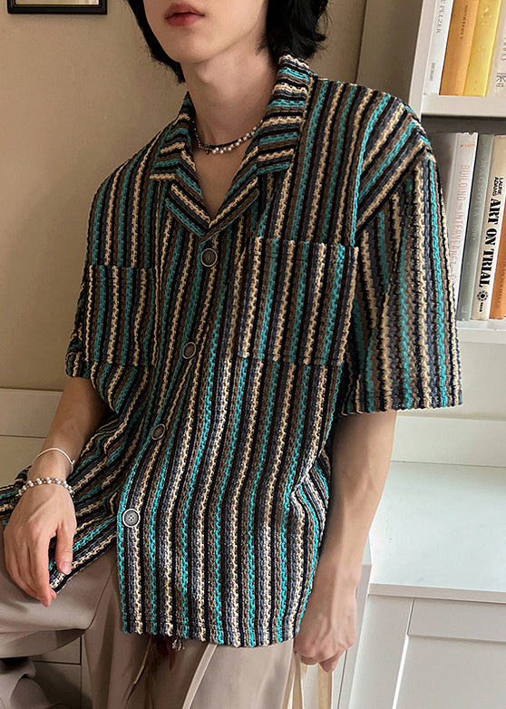 Taschen Sommer Herren Shirts Taste Gestreiften Baumwolle Mode