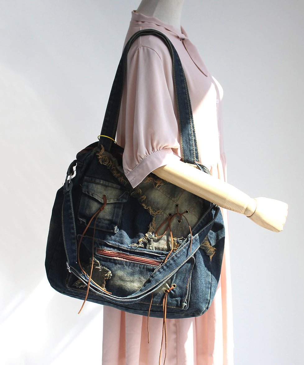 Fashion Tassel Large Capacity Denim Satchel Bag Handbag SX1015