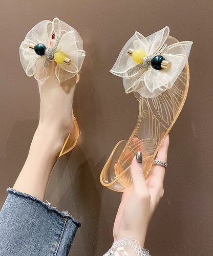 Fashion Tulle Bow Transparent Crystal Walking Sandals AA003