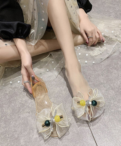 Fashion Tulle Bow Transparent Crystal Walking Sandals AA003