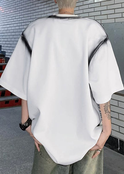 Fashion White O Neck Patchwork Cotton Best T Shirts For Men Summer WA010