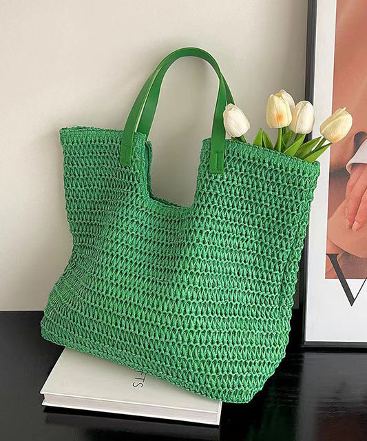 Fashionable Green Versatile Large Capacity Straw Woven Shoulder Bag HJ1014