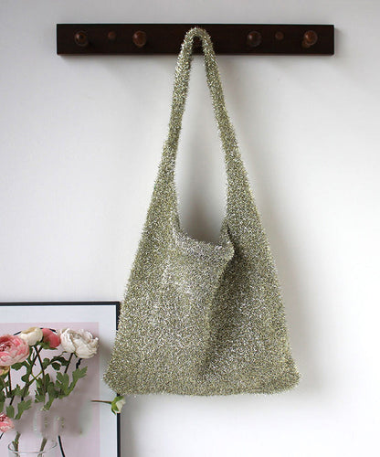 Fashionable Silver Shiny Knitted Shoulder Bag SX1004