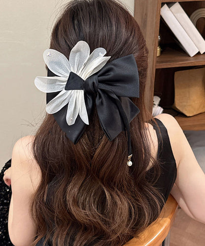 Fine Black Alloy Cloth Tulle Bow Hairpin  RA034