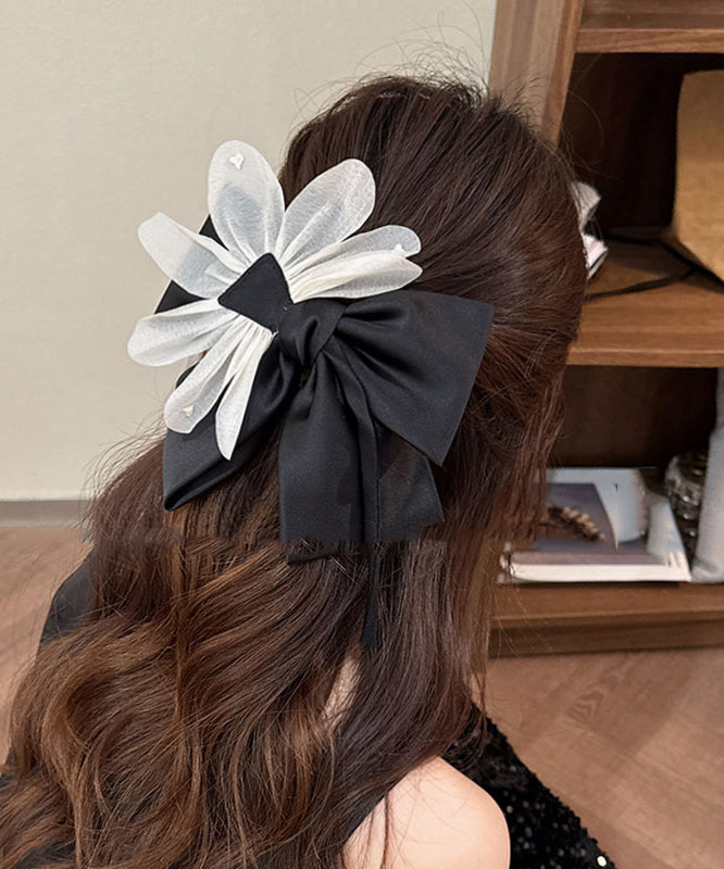 Fine Black Alloy Cloth Tulle Bow Hairpin  RA034