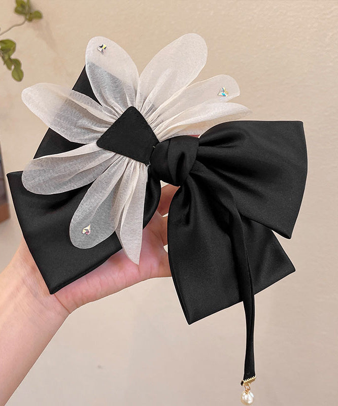 Fine Black Alloy Cloth Tulle Bow Hairpin  RA034