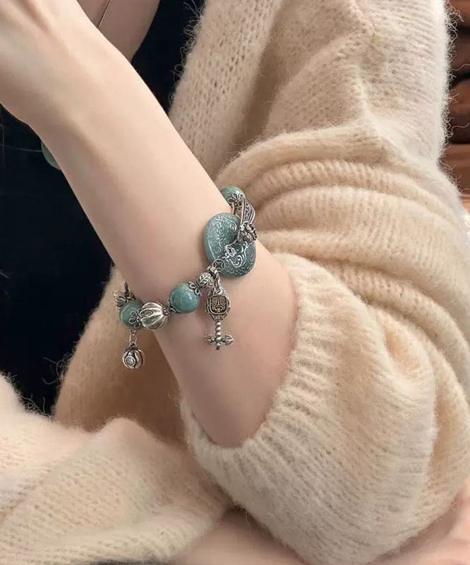 Fine Green Blackish Ping Silver Charm Sterling Jade Buckle