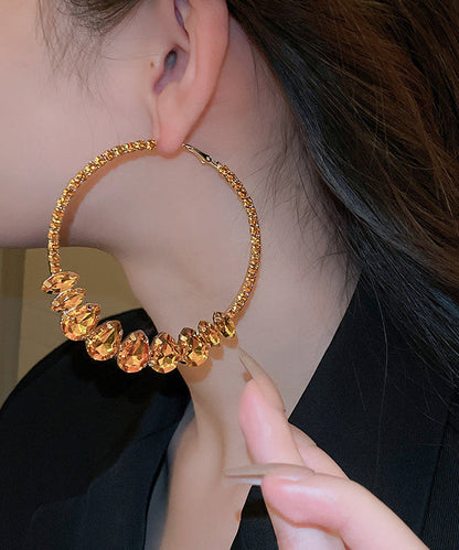 Fine Champagne Copper Zircon Water Drop Hoop Earrings ZZ024