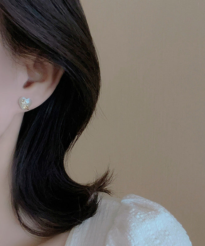 Earrings Copper Alloy Gold Cat Floral Eye Ston Stud Love Fine