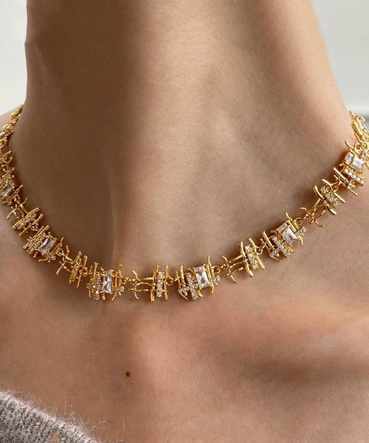 Fine Gold Metal Gem Stone Collar Necklace MM081