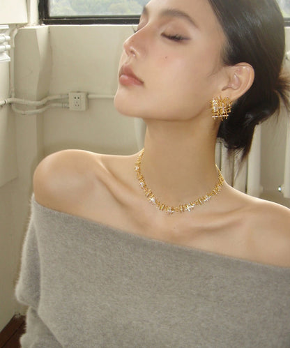 Fine Gold Metal Gem Stone Collar Necklace MM081