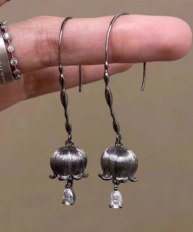 Boucles d'oreilles pendantes en argent sterling et cristal de lys de la vallée QQ029